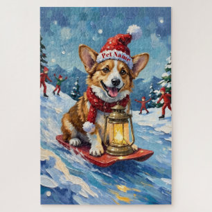 Corgi-Eisrutscher-Weihnachtslaternenhut Puzzle