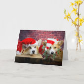 Corgi Elf Weihnachtskarte Karte (Gelbe Blume)