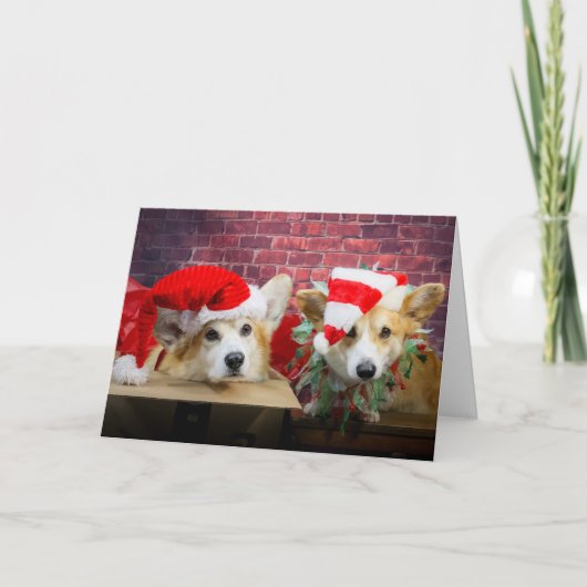 Corgi Elf Weihnachtskarte Karte (Vorderseite)