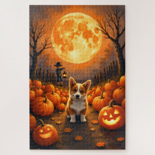Corgi Erntmond-Halloween-Kunstwerk Puzzle