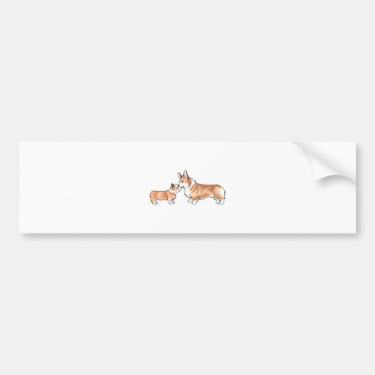 CORGI ERWACHSENE UND PUP AUTOAUFKLEBER (Vorne)