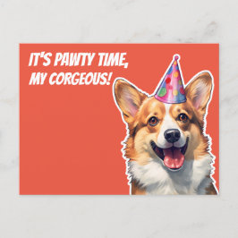 Corgi Es ist Geburtstagsfeier Zeit meine korgeous Postkarte