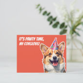 Corgi Es ist Geburtstagsfeier Zeit meine korgeous Postkarte (Stehend Vorderseite)