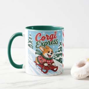 Corgi Express Schlittenhund Liebhaber Winterurlaub Tasse