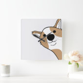 Corgi Face Quadratische Wanduhr (Zuhause)