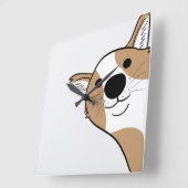 Corgi Face Quadratische Wanduhr (Winkel)