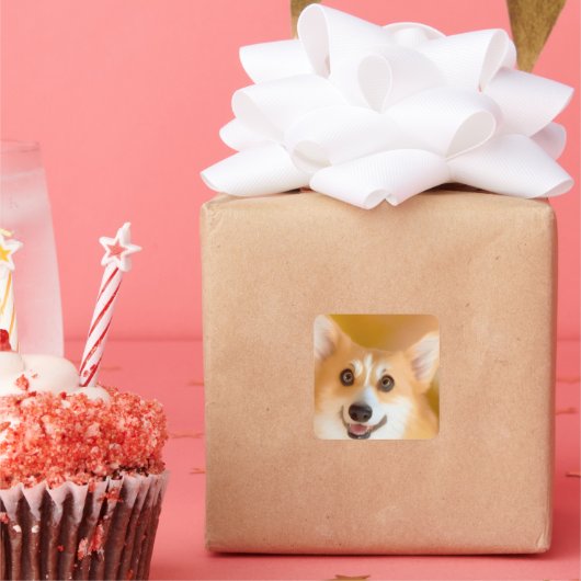 Corgi Face Square Sticker (Party)