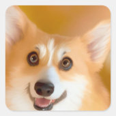 Corgi Face Square Sticker (Vorderseite)