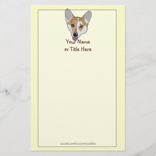Corgi Face Stationery Briefpapier (Vorderseite)