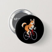 Corgi fährt Fahrrad Süßer Biker Radfahrer Button (Vorne & Hinten)