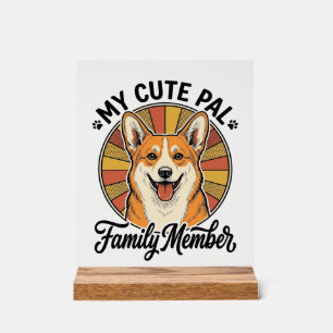 Corgi-Familien-Shirt Vintage Haustierliebhaber-Des Acrylschild