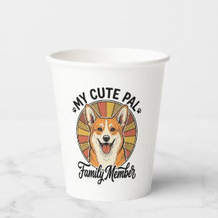 Corgi-Familien-Shirt Vintage Haustierliebhaber-Des Pappbecher
