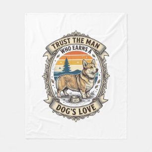 Corgi-Fan-Shirt Vintage-Dog-Dad-Gravur-Design Fleecedecke