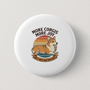 Corgi-Fan-Shirt Vintage Gravur Hundezitat Desi Button