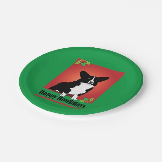 Corgi-Feriengeschenke Pappteller (Schrägansicht)