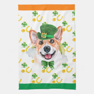 Corgi Ferienhaus Dekoration St. Patrick's Day Geschirrtuch
