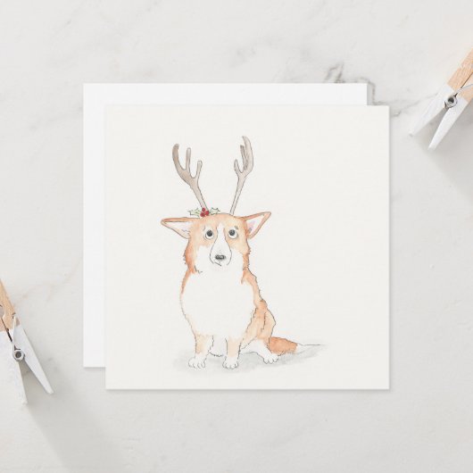 Corgi flache Weihnachtskarte Karte (Vorderseite/Rückseite Beispiel)