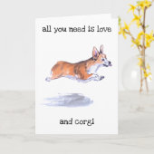 Corgi Flight Sumie Malerei Karte (Gelbe Blume)