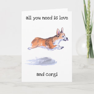 Corgi Flight Sumie Malerei Karte