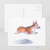 Corgi Flight Sumie Malerei Postkarte (Vorne/Hinten)