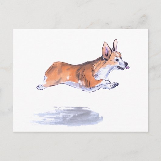 Corgi Flight Sumie Malerei Postkarte (Vorderseite)