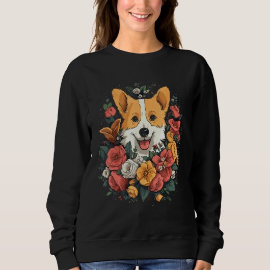Corgi Flower Bouquet T Shirt (Vorderseite)