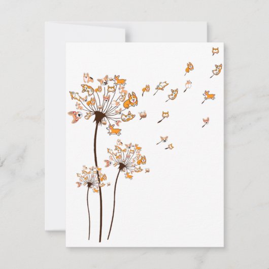 Corgi Flower Fly Dandelion Shirt Cute Dog Lover Einladung (Vorderseite)