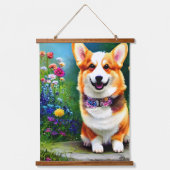 Corgi Flower Garden Wandteppich Mit Holzrahmen (Vorderseite 2)