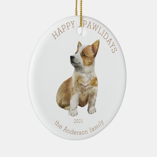 Corgi-Foto Keramik Ornament (Rechts)