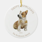 Corgi-Foto Keramik Ornament (Vorne)