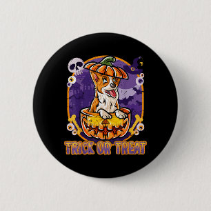 Corgi Frohes Halloween Kürbis Hund Button