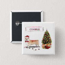 Corgi Funny Christmas Dog mit Tree Button