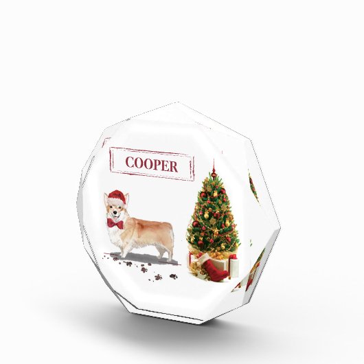 Corgi Funny Christmas Dog mit Tree Fotoblock (Rechts)