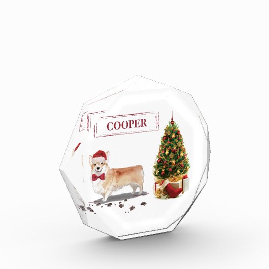 Corgi Funny Christmas Dog mit Tree Fotoblock (Links)