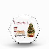 Corgi Funny Christmas Dog mit Tree Fotoblock (Vorderseite)