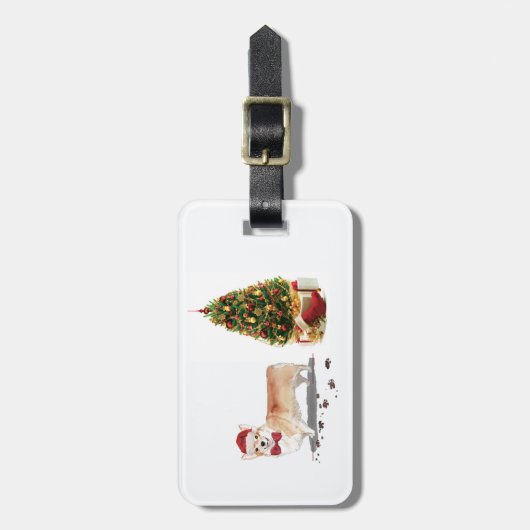 Corgi Funny Christmas Dog mit Tree Gepäckanhänger (Vorderseite vertikal)