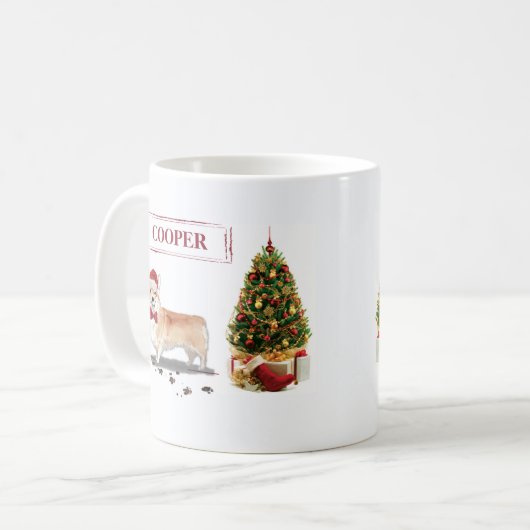 Corgi Funny Christmas Dog mit Tree Kaffeetasse (Vorderseite Links)