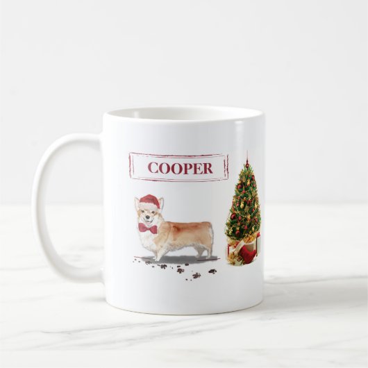 Corgi Funny Christmas Dog mit Tree Kaffeetasse (Links)