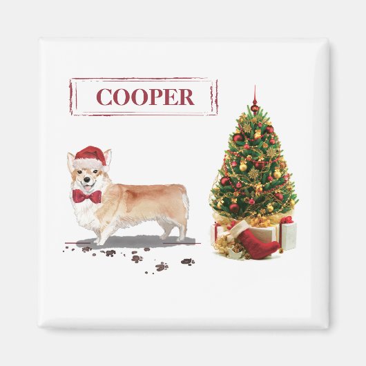 Corgi Funny Christmas Dog mit Tree Magnet (Vorne)