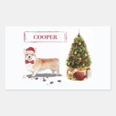Corgi Funny Christmas Dog mit Tree Rechteckiger Aufkleber (Vorderseite)