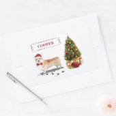 Corgi Funny Christmas Dog mit Tree Rechteckiger Aufkleber (Umschlag)