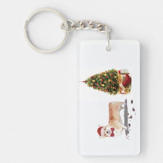 Corgi Funny Christmas Dog mit Tree Schlüsselanhänger (Vorderseite)