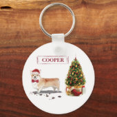 Corgi Funny Christmas Dog mit Tree Schlüsselanhänger (Vorderseite)