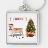 Corgi Funny Christmas Dog mit Tree Schlüsselanhänger (Vorne)