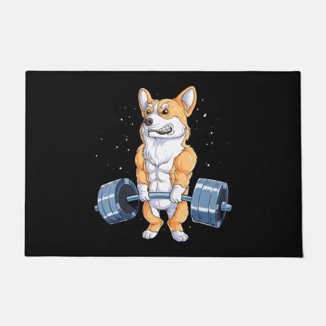 Corgi Funny Deadlift Fitness Gym Fußmatte (Vorderseite)