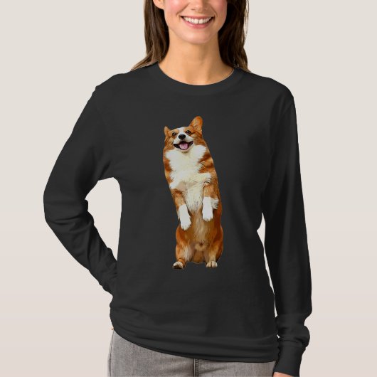 Corgi Funny Süsse Stehend 297 T-Shirt (Vorderseite)