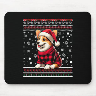 Corgi Funny Ugly Buffalo Karierte Weihnachtsmannmü Mousepad
