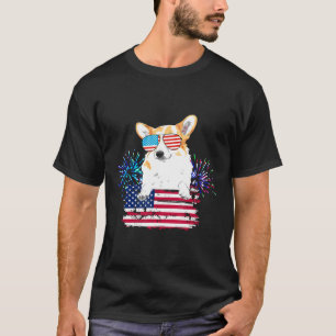 Corgi für Kinder Frauen Amerikanische Flagge 4. Ju T-Shirt