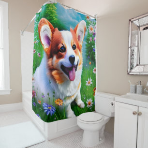 Corgi-Garten Duschvorhang