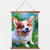 Corgi-Garten Wandteppich Mit Holzrahmen (Vorderseite 2)